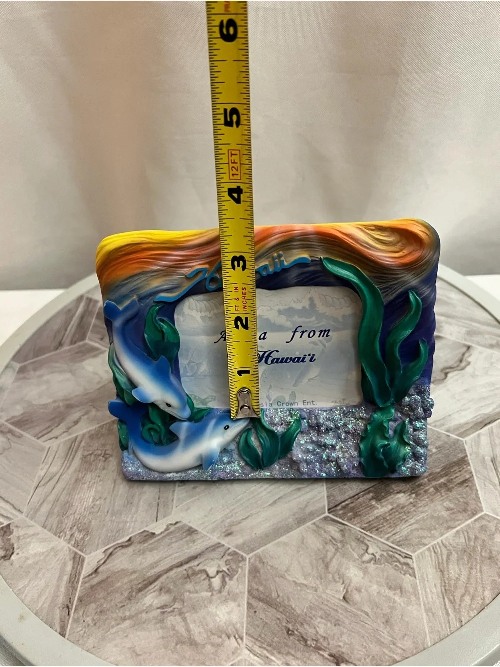 Hawaii Dolphin Photo Frame Aloha From Hawaii Resin Souvenir 4x6 Asia Crown NIB